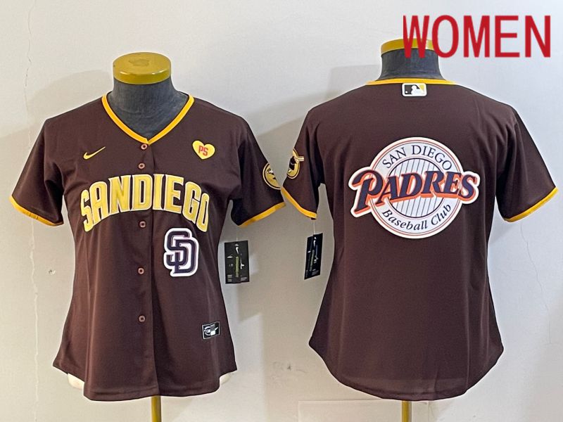 Women San Diego Padres Blank Browm Game 2024 Nike MLB Jersey style 12->women mlb jersey->Women Jersey
